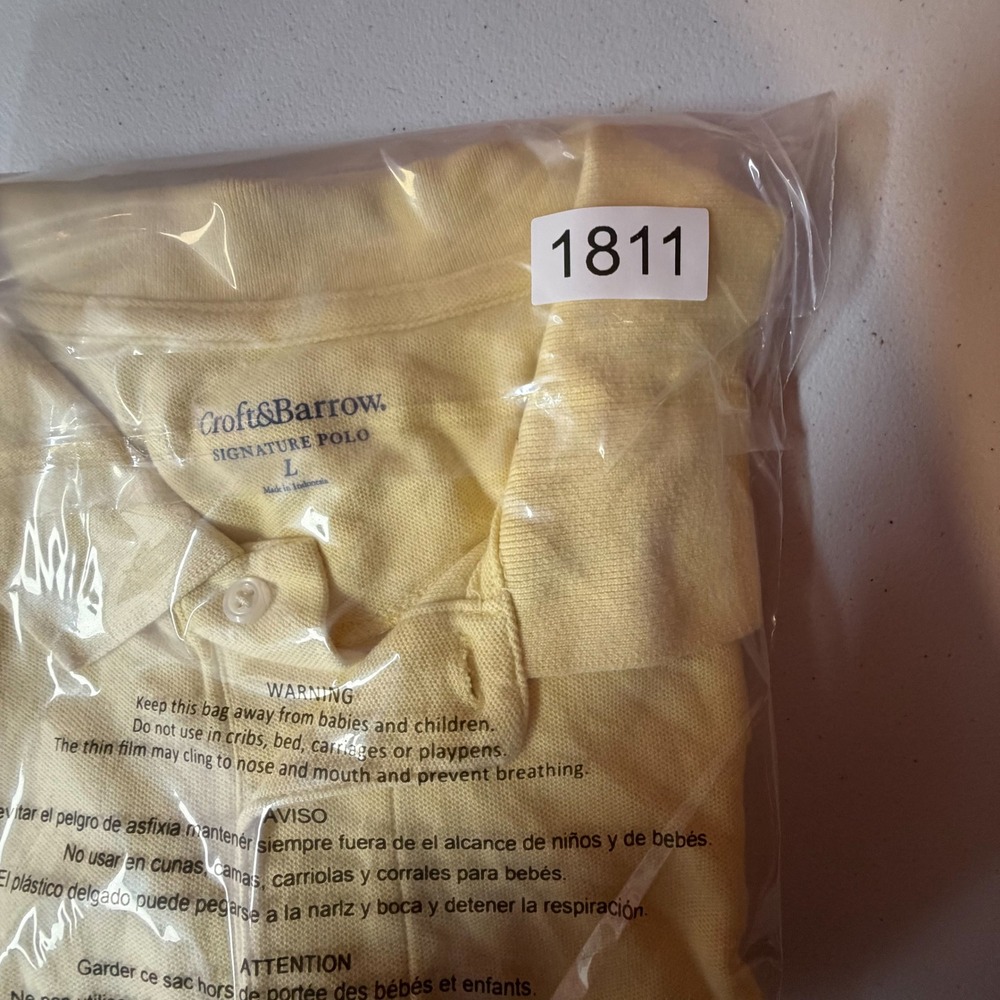 Croft & Barrow Mens Polo Shirt Regular Yellow Short Sleeve Cotton L - Picture 7 of 7